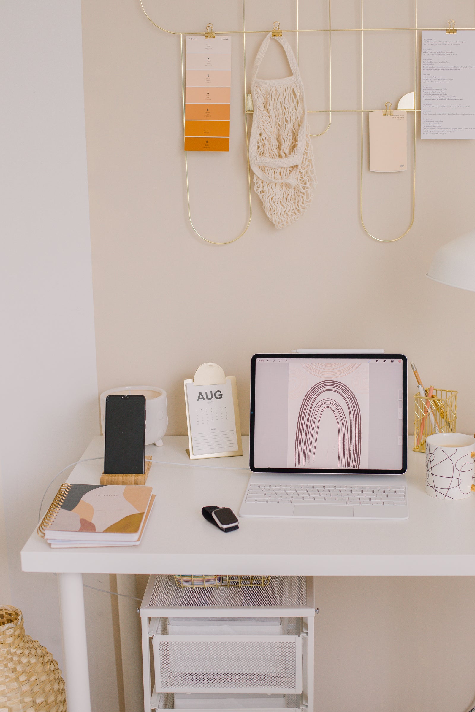Bright home workspace with a laptop
